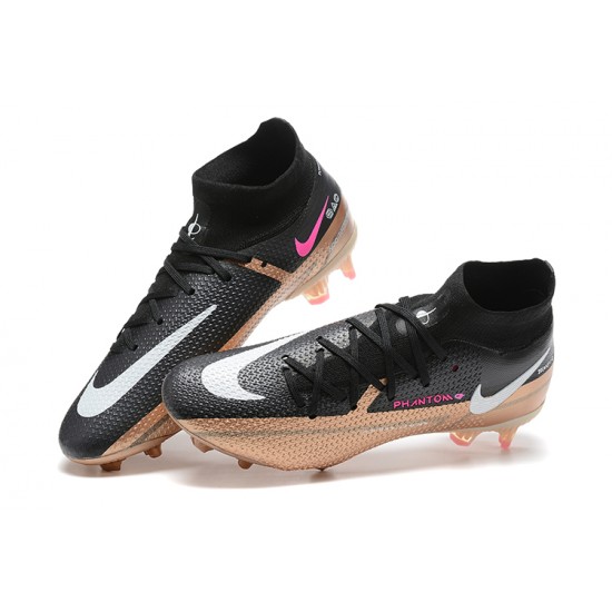 Nike Phantom GT2 Dynamic Fit Elite FG Black Gold Pink White High Men Football Boots