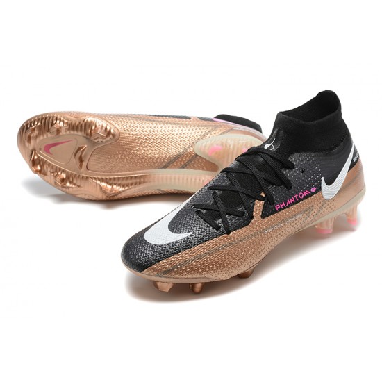 Nike Phantom GT2 Dynamic Fit Elite FG Black Gold Pink White High Men Football Boots