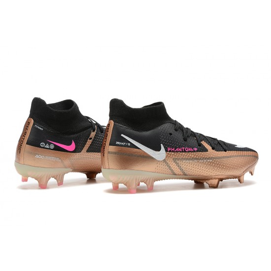 Nike Phantom GT2 Dynamic Fit Elite FG Black Gold Pink White High Men Football Boots