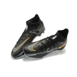 Nike Phantom GT2 Dynamic Fit Elite FG Black Gold White High Men Football Boots