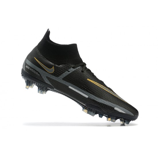 Nike Phantom GT2 Dynamic Fit Elite FG Black Gold White High Men Football Boots