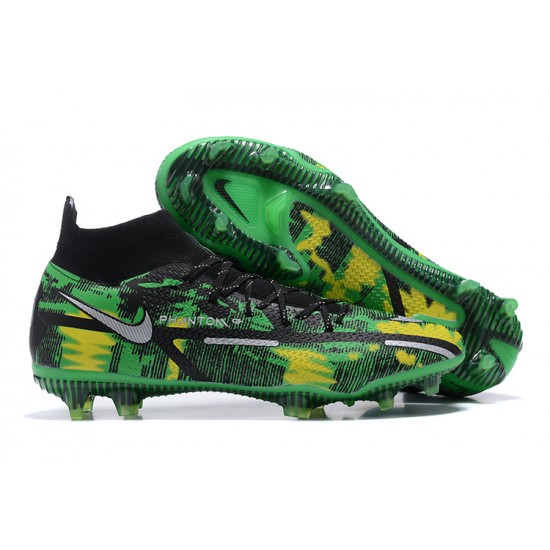 Nike Phantom GT2 Dynamic Fit Elite FG Green Yellow White Black High Men Football Boots