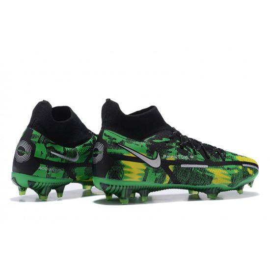 Nike Phantom GT2 Dynamic Fit Elite FG Green Yellow White Black High Men Football Boots