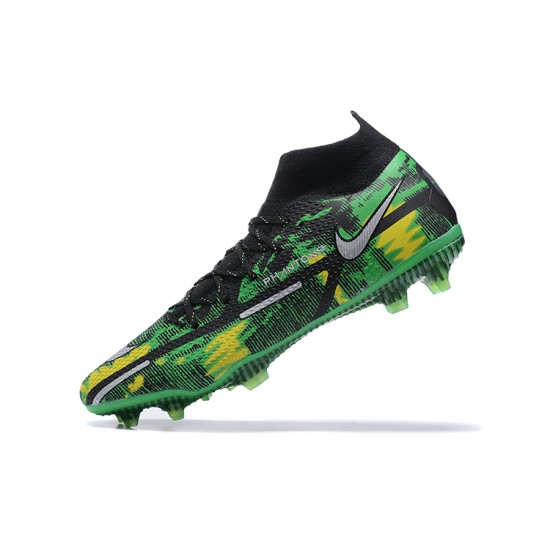 Nike Phantom GT2 Dynamic Fit Elite FG Green Yellow White Black High Men Football Boots