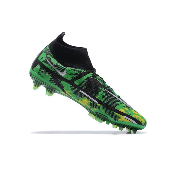 Nike Phantom GT2 Dynamic Fit Elite FG Green Yellow White Black High Men Football Boots