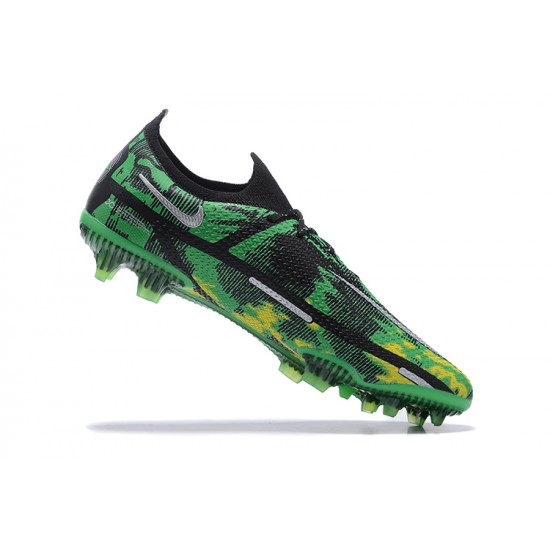 Nike Phantom GT2 Elite FG Green Silver Black Yellow Low Men Football Boots