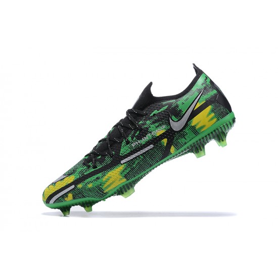 Nike Phantom GT2 Elite FG Green Silver Black Yellow Low Men Football Boots