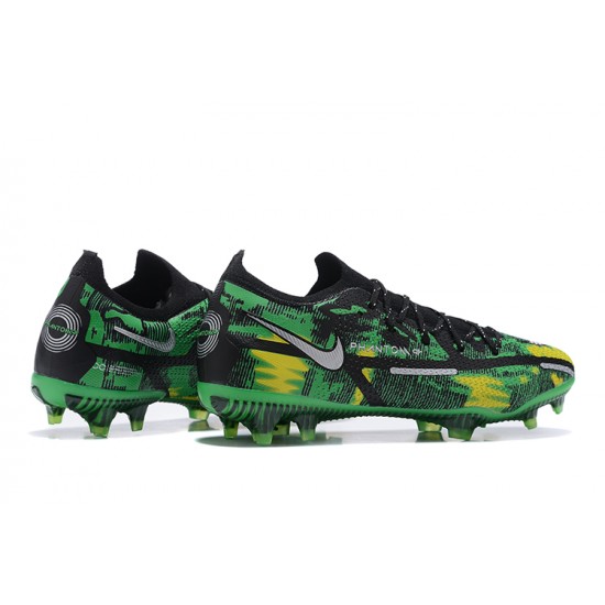 Nike Phantom GT2 Elite FG Green Silver Black Yellow Low Men Football Boots