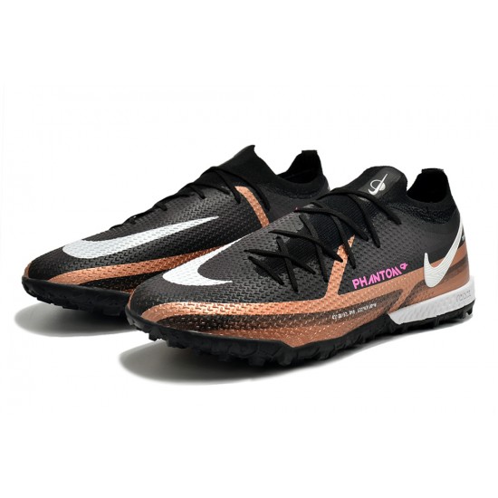 Nike Phantom GT2 Elite TF Low Black Brown White Men Football Boots