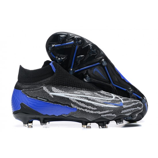 Nike Phantom GX Elite DF Link FG Black White Blue High Football Boots Men