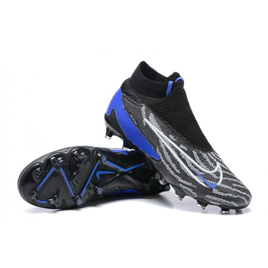 Nike Phantom GX Elite DF Link FG Black White Blue High Football Boots Men