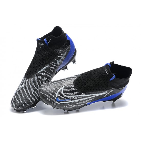 Nike Phantom GX Elite DF Link FG Black White Blue High Football Boots Men