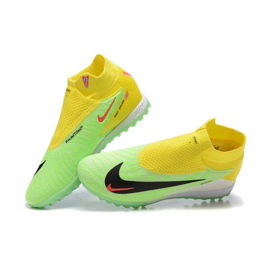 Nike Phantom GX Elite DF Link TF Black Yellow Green Orange High Football Boots Men