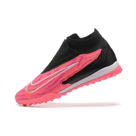 Nike Phantom GX Elite DF Link TF Pink Black Gold White High Football Boots Men