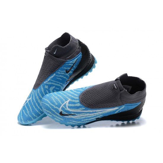 Nike Phantom GX Elite DF Link TF White Blue Black High Football Boots Men Nike Phantom GX Elite DF Link TF White Blue Black High Football Boots Men
