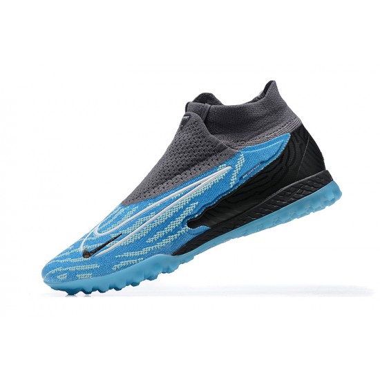 Nike Phantom GX Elite DF Link TF White Blue Black High Football Boots Men Nike Phantom GX Elite DF Link TF White Blue Black High Football Boots Men