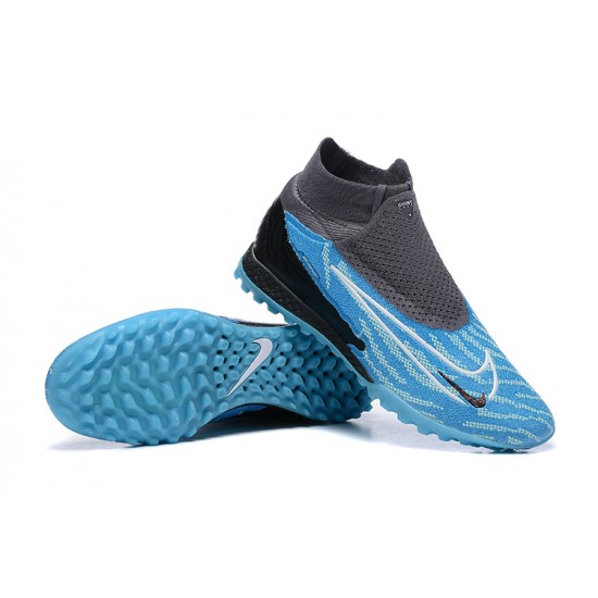 Nike Phantom GX Elite DF Link TF White Blue Black High Football Boots Men Nike Phantom GX Elite DF Link TF White Blue Black High Football Boots Men
