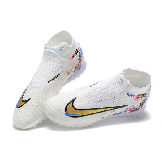 Nike Phantom GX Elite DF Link TF White Gold High Football Boots Men