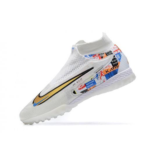 Nike Phantom GX Elite DF Link TF White Gold High Football Boots Men