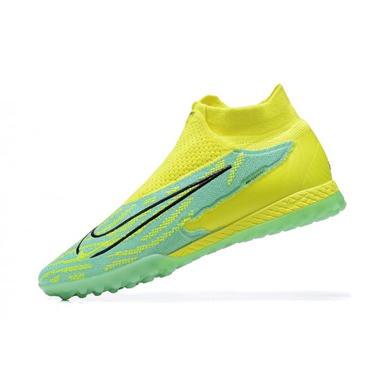 Nike Phantom GX Elite DF Link TF Yellow Green Black High Football Boots Men