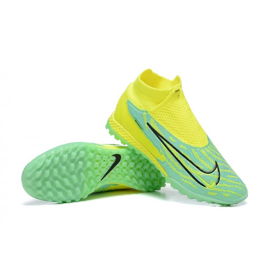 Nike Phantom GX Elite DF Link TF Yellow Green Black High Football Boots Men