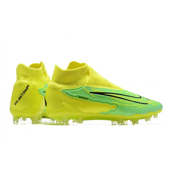 Nike Phantom GX Elite FG Black Light/Yellow Green High Football Boots Men