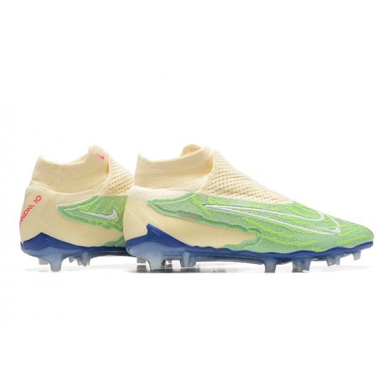 Nike Phantom GX Elite FG Light/Green Beige Blue High Football Boots Men