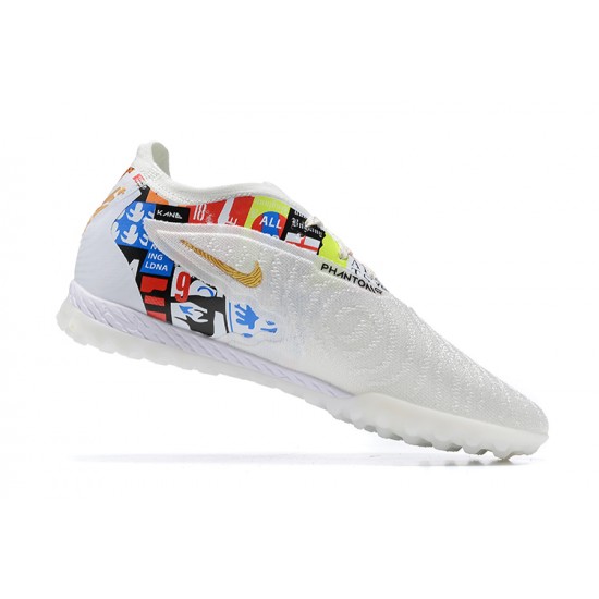 Nike Phantom GX Elite DF Link TF White Black Gold Low Football Boots Men Nike Phantom GX Elite DF Link TF White Black Gold Low Football Boots Men