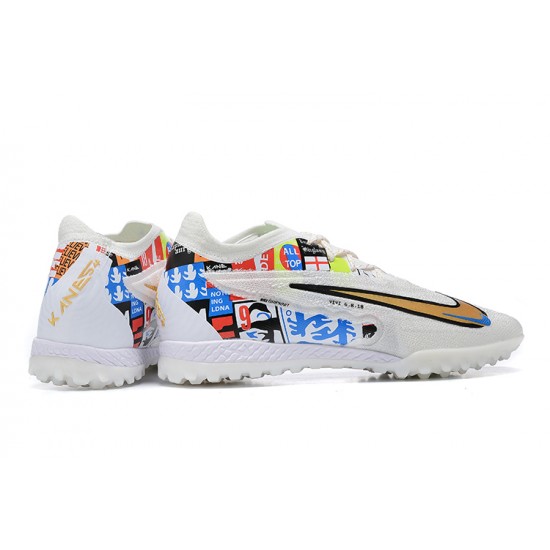 Nike Phantom GX Elite DF Link TF White Black Gold Low Football Boots Men Nike Phantom GX Elite DF Link TF White Black Gold Low Football Boots Men