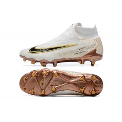 Nike Phantom GX Elite FG High Top Football Boots White Gold Black For Men 