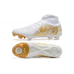 Nike Phantom Luna Elite FG High Top Gold White Football Boots For Men 