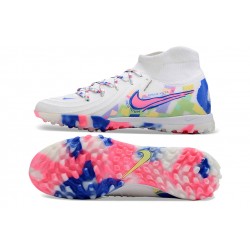 Nike Phantom Luna Elite TF High Top Football Boots White Blue Pink For Men/Women