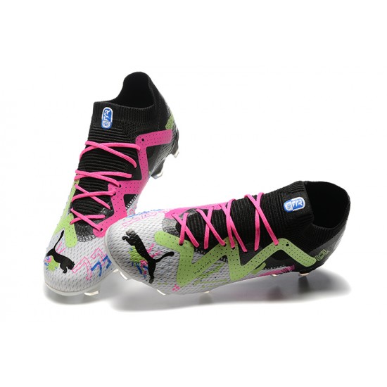 Puma Future Ultimate FG Black Pink Green White Blue Low Men Football Boots