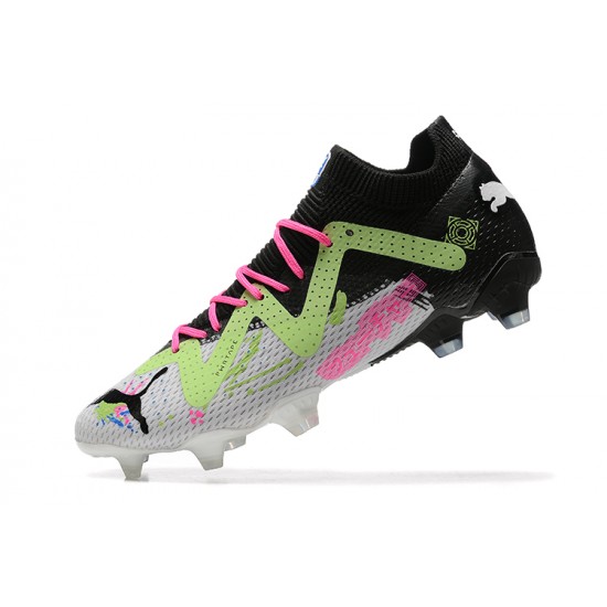 Puma Future Ultimate FG Black Pink Green White Blue Low Men Football Boots