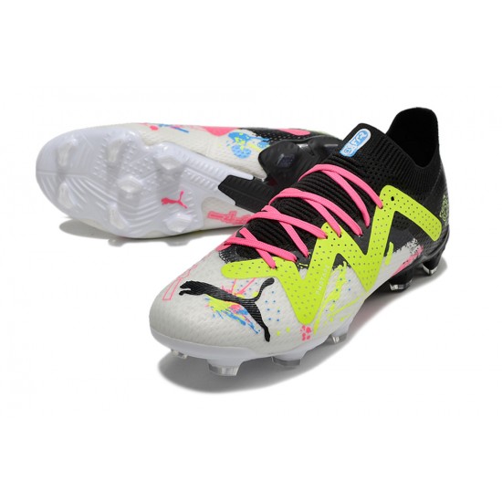 Puma Future Ultimate FG Low Black Yellow White For Women/Men Football Boots