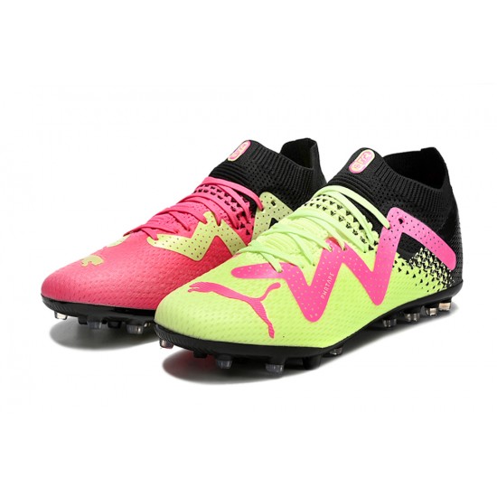 Puma Future Ultimate MG Low Black Pink Green For Women/Men Football Boots