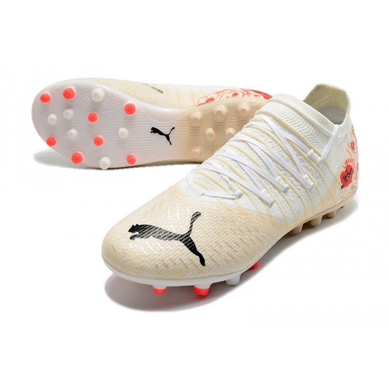 Puma Future Z 1.3 Instinct MG Low White Beige Red Men Football Boots