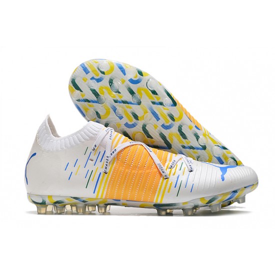 Puma Future Z 1.3 Instinct MG Low White Blue Yellow Men Football Boots