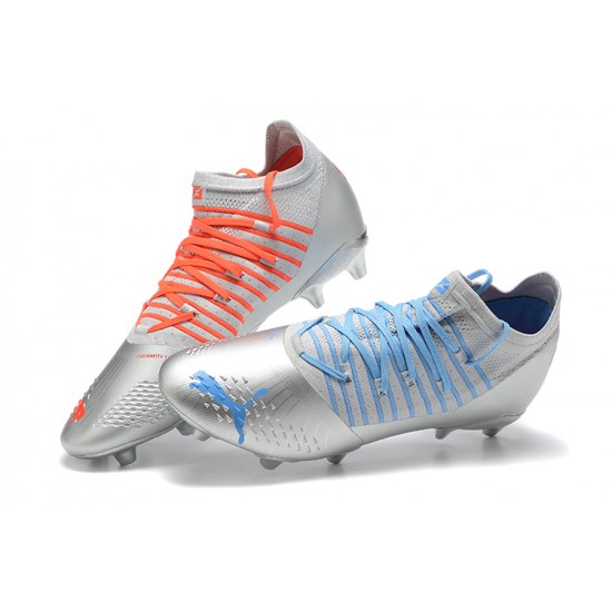 Puma Future Z 1.3 Teazer FG Silver Orange Blue Low Men Football Boots