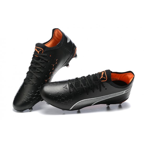 Puma King Ultimate Icon MG Black Orange White Low Men Football Boots