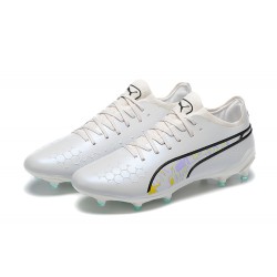Puma King Ultimate Icon MG Low White Black Pink Men Football Boots