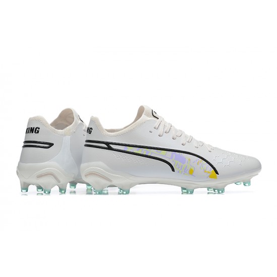 Puma King Ultimate Icon MG Low White Black Pink Men Football Boots