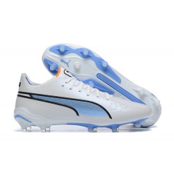Puma King Ultimate Icon MG Low White Blue Men Football Boots