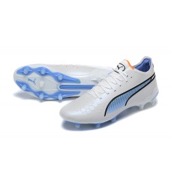 Puma King Ultimate Icon MG Low White Blue Men Football Boots