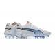 Puma King Ultimate Icon MG Low White Blue Men Football Boots