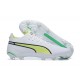Puma King Ultimate Icon MG Low White Green Yellow Men Football Boots