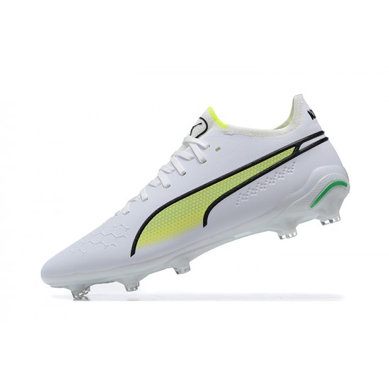 Puma King Ultimate Icon MG Low White Green Yellow Men Football Boots