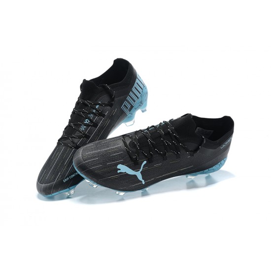 Puma Ultra 1.2 FG Black Blue White Low Men Football Boots