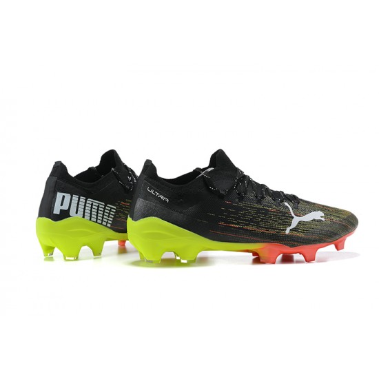 Puma Ultra 1.2 FG Black Yellow White Orange Low Men Football Boots