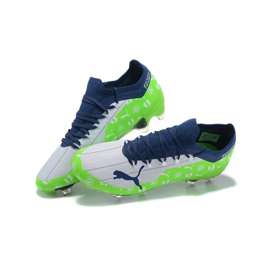 Puma Ultra 1 3 FG AGG Sunblaze Bluemazing White Green BLue Low Men Football Boots